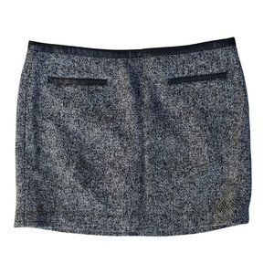 Gap Gray Wool Blend Mini Skirt With Leather Trim